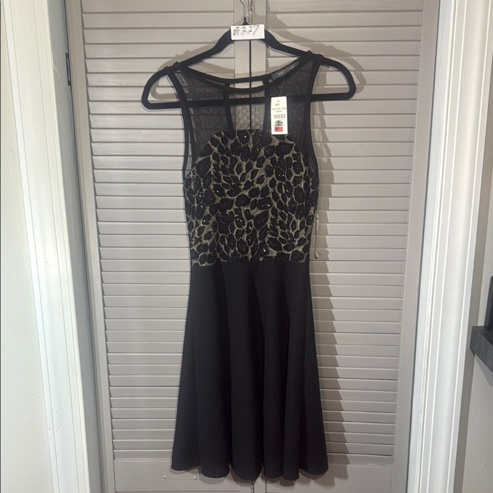 Suzy Shier Sheer Black Mini Dress